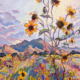 impressionist painitng of wild sunflowers in Prescott Aizona with thick impasto brushstrokes