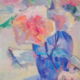Painting from life of roses in a blue vase by Srishti Wilhelm
